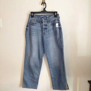 NWT Old Navy Curvy High-Waisted Button-Fly OG Loose Side-Slit Jeans Size 2P